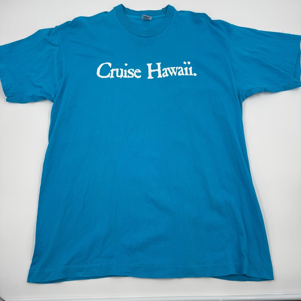 Vintage 90s Fruit of the Loom Cruise Hawaii SS Independence T Shirt Blue XL USA